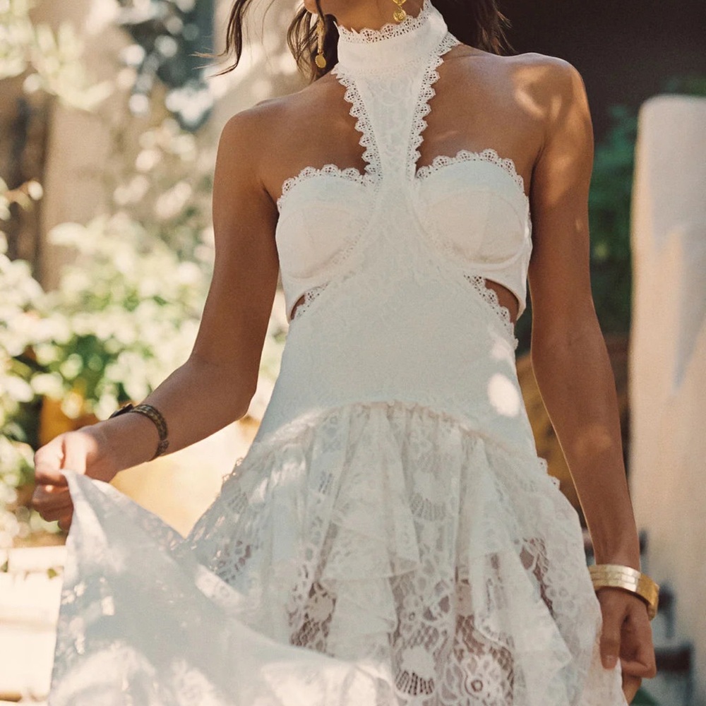 12th Tribe- Princesa White Lace Drop Waist - Picture 2 of 3